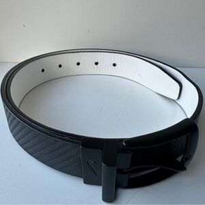 Nike Men’s Reversible Golf Belt Black Carbon Fiber Pattern White Leather Sz: 32